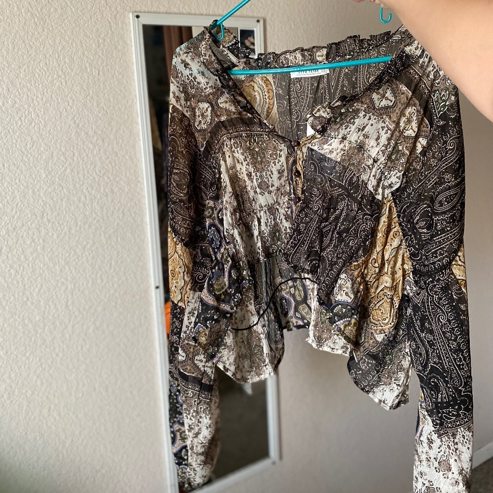 Atlas Paisley Chiffon Long Sleeve Blouse